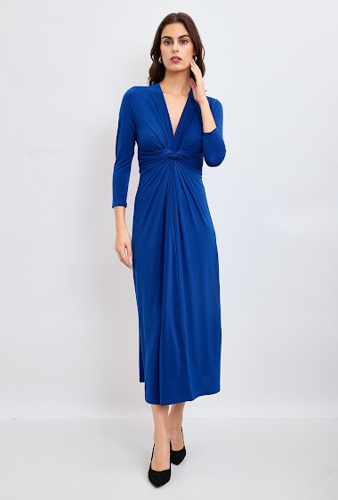 Wholesaler Revd'elle - Revd'elle - 3/4 sleeve midi dress with node