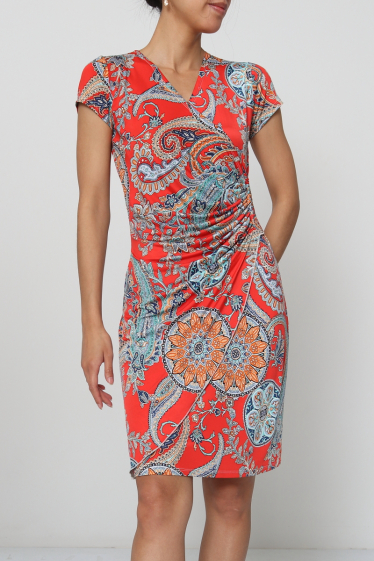 Wholesaler Revd'elle - Revdelle - Short-sleeved side pleated dress