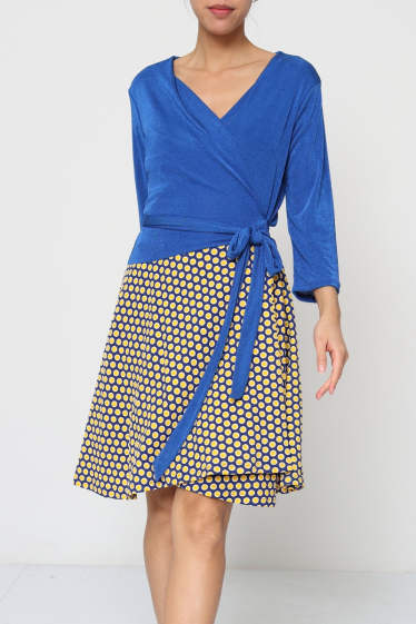 Wholesaler Revd'elle - Revdelle - V-neck wrap dress with 3/4 sleeves