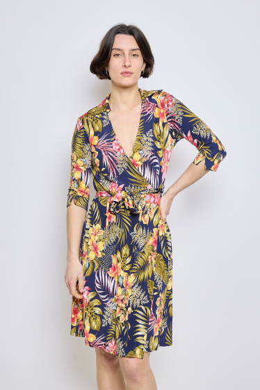 Wholesaler Revd'elle - Revd'elle - Wrap dress with 3/4 sleeves