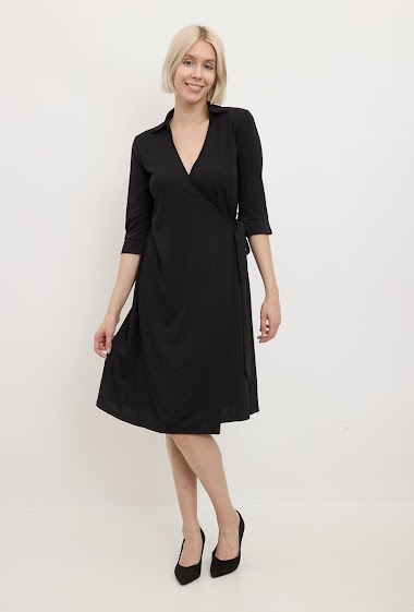 Wholesaler Revd'elle - Revdelle - Plain V-neck wrap dress with 3/4 sleeves