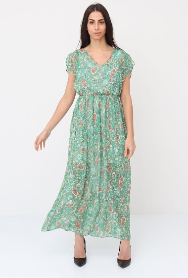 Wholesaler Revd'elle - Long V-neck dress in lurex fabric