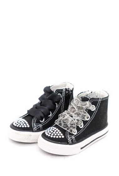 high canvas sneaker with rhinestones