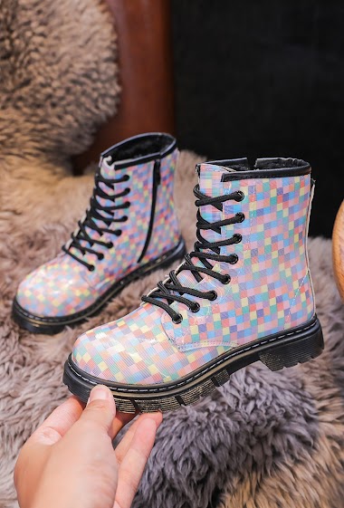 Wholesaler Rock and Joy - Multicolor check ankle boots