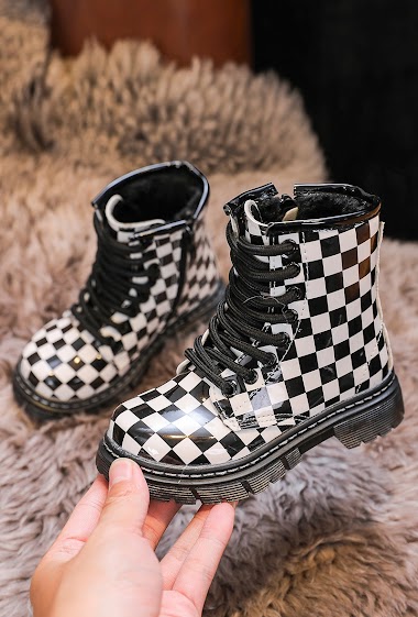 Wholesaler Rock and Joy - Black and white check ankle boots