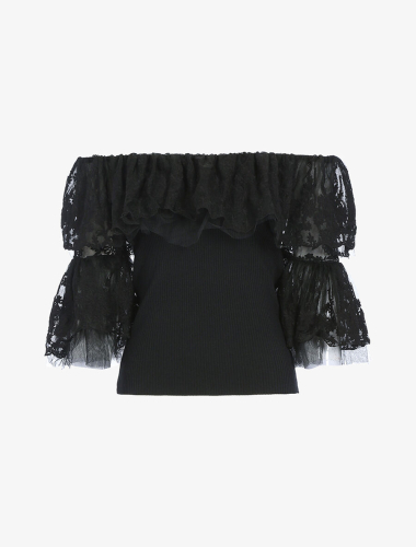 Wholesaler Rosa Fashion - Blouse with ruffle in lace