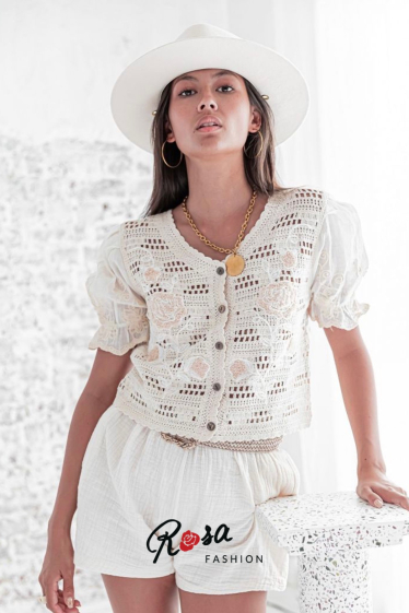 Mayorista Rosa Fashion Crochet - Blusa en croché