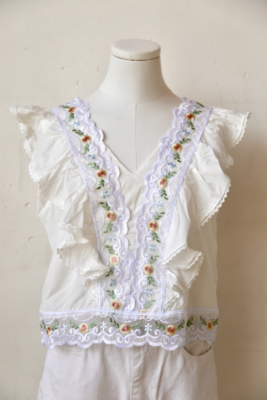 Wholesaler Rosa Fashion - Embroidered cotton shirt