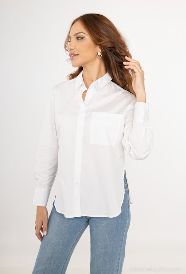 Großhändler Rosa Fashion - Schlichtes Hemd mit langen Ärmeln