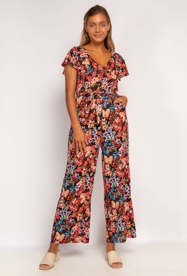 Playsuit with ruffles and flower print