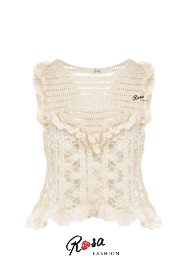Grossiste Rosa Fashion Crochet - Crop top en crochet avec volants