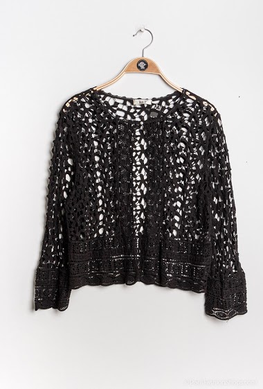 Wholesaler Rosa Fashion Crochet - Perforated crochet and lace cardigan