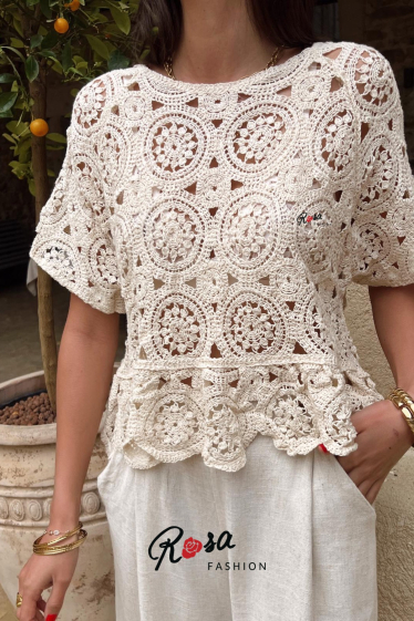 Grossiste Rosa Fashion Crochet - Haut crochet manches courtes