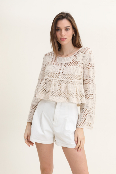 Wholesaler Rosa Fashion Crochet - Crochet knit short sleeve top