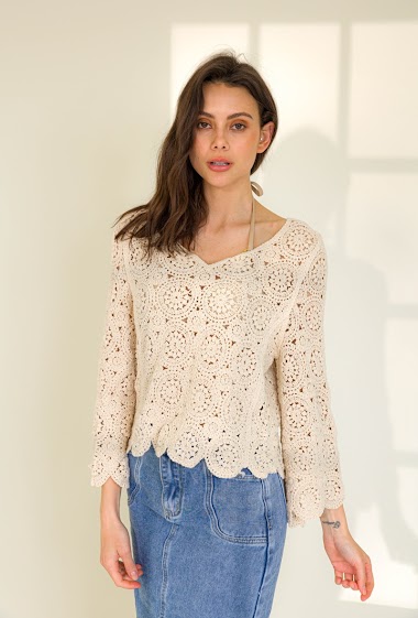Wholesaler Rosa Fashion Crochet - Crochet knit long sleeve top