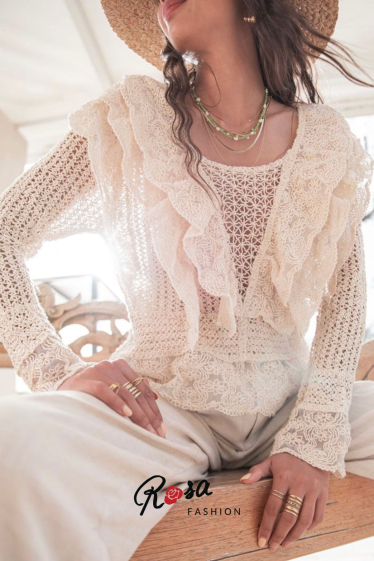 Wholesaler Rosa Fashion Crochet - Crochet knit long sleeve top