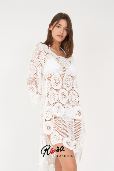 Großhändler Rosa Fashion Crochet - Gehäkeltes Strandkleid