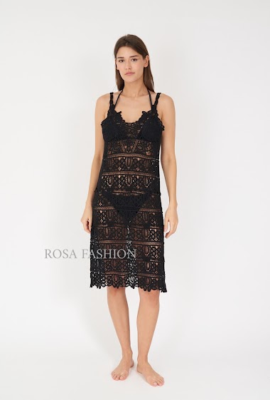 Großhändler Rosa Fashion Crochet - Häkelkleid