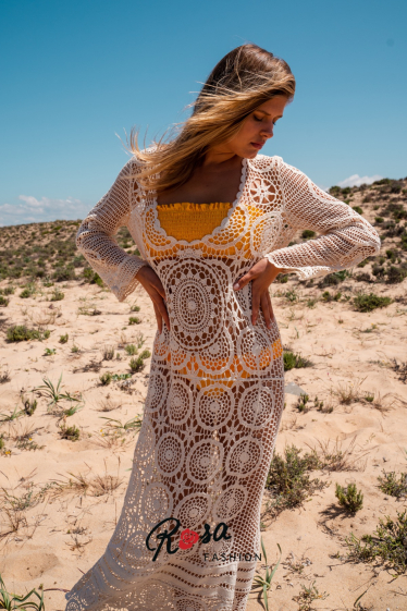 Mayorista Rosa Fashion Crochet - Vestido transparente de playa