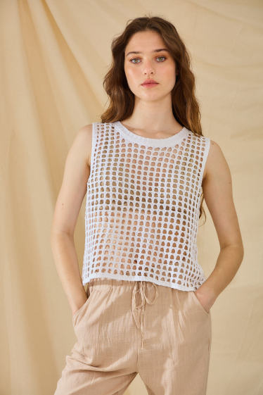 Wholesaler Rosa Fashion Crochet - Crochet top with butterfly details