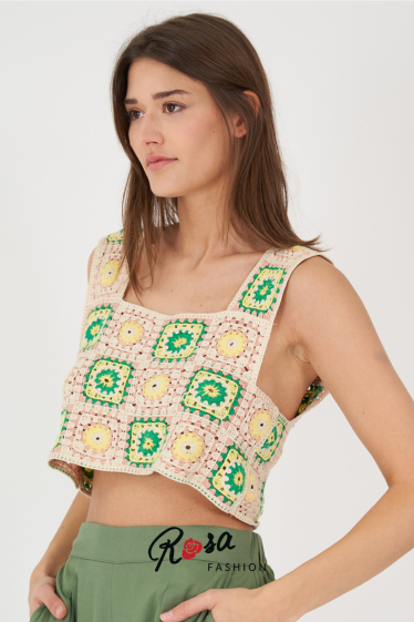 Großhändler Rosa Fashion Crochet - Häkeloberteil
