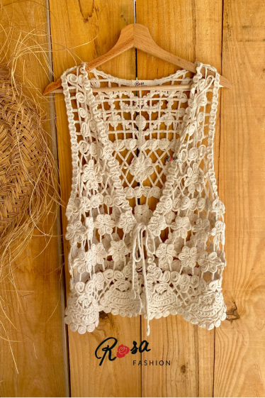 Wholesaler Rosa Fashion Crochet - Sleeveless Crochet Jacket