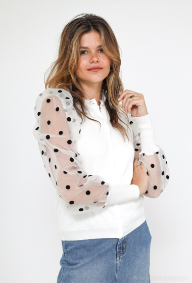 Wholesaler Rosa Fashion - Cardigan with puff sleeves and dots