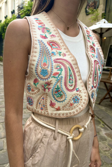 Mayorista Rosa Fashion - Chaleco vaquero bordado