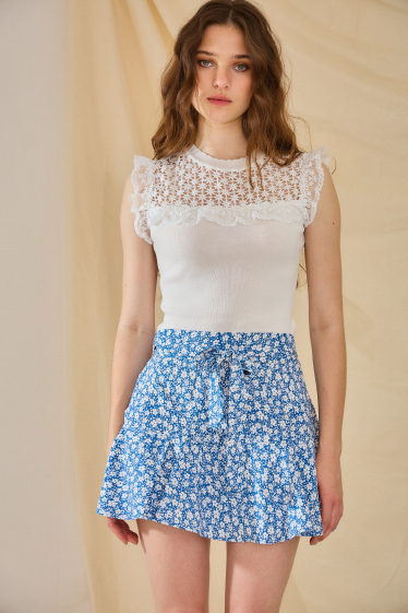Wholesaler Rosa Fashion - Short Printed Skirt: Belted Style