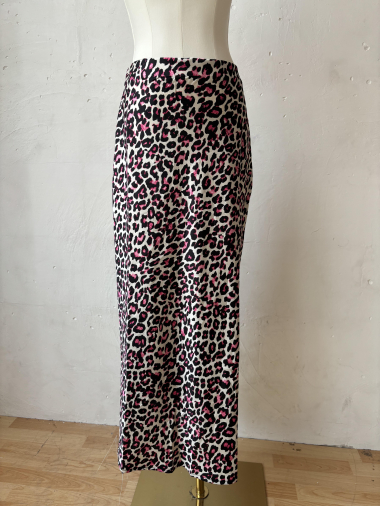 Grossiste Rosa Fashion - Jupe longue imprimée léopard en satin