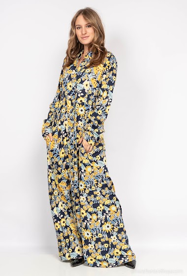 Grossiste Rosa Fashion - Robe-chemise longue à imprimé fleurs