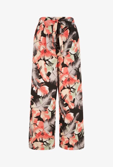 Großhändler Rosa Fashion - Fließende Hose mit Blumenmuster
