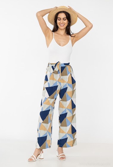 Mayorista Rosa Fashion - Pantalón ancho con estampado geométrico