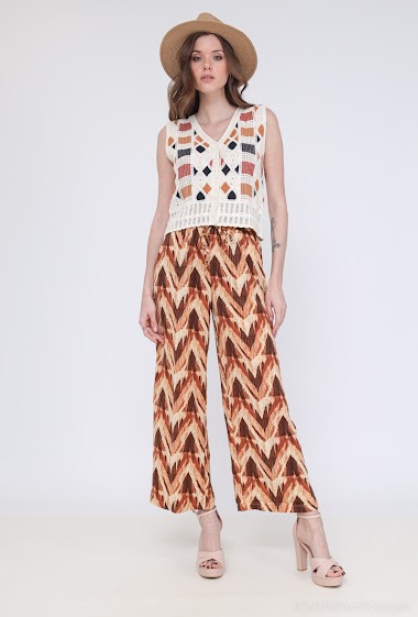 Wholesaler Rosa Fashion - Printed pants with zigzag pattern