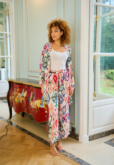 Grossiste Rosa Fashion - Pantalon large à imprimé tropical