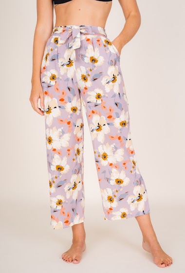 Grossiste Rosa Fashion - Pantalon large imprimé fleurs