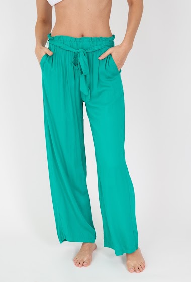 Wholesaler Rosa Fashion - Plain elasticated high-waisted straight pants