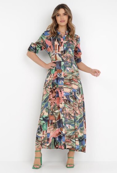 Großhändler Rosa Fashion - Kleid mit abstraktem Print