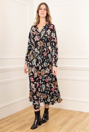 Großhändler Rosa Fashion - Kleid mit Paisley-Print