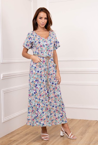 Großhändler Rosa Fashion - Kleid mit Blumendruck