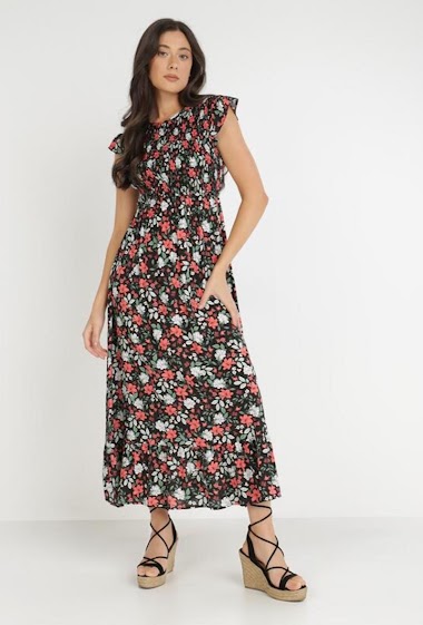 Großhändler Rosa Fashion - Kleid mit Blumendruck