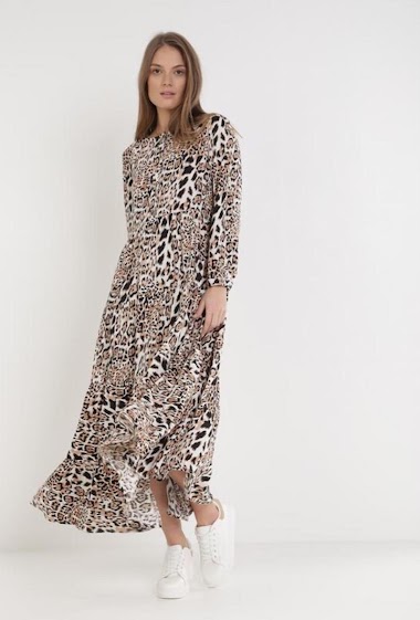 Großhändler Rosa Fashion - Kleid mit Leopardenmuster