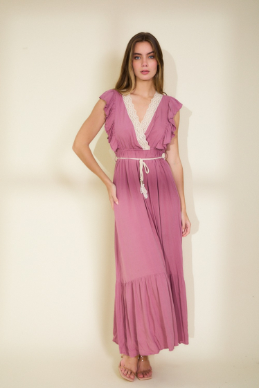 Wholesaler Rosa Fashion - Wrap dress with lace trim