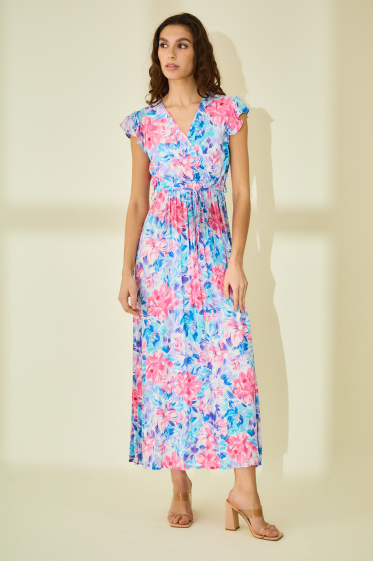 Wholesaler Rosa Fashion - Flower printed wrap dress