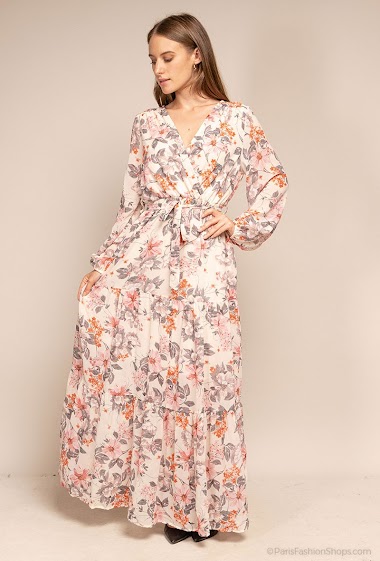 Grossiste Rosa Fashion - Robe cache-cœur imprimée