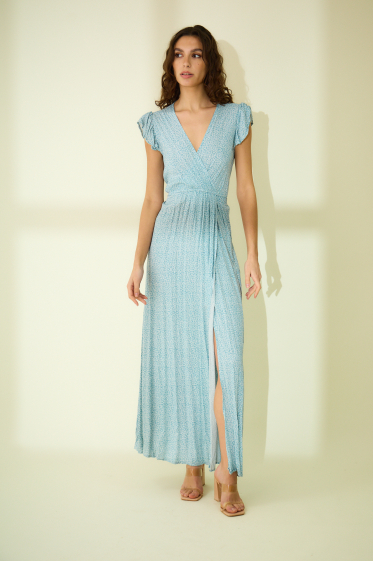 Wholesaler Rosa Fashion - Maxi wrap dress with flower print
