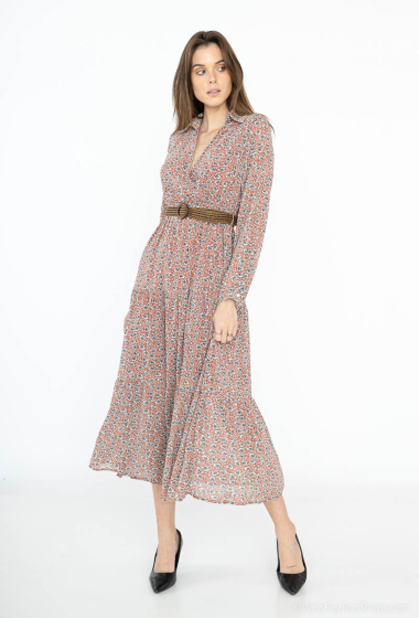 Großhändler Rosa Fashion - Hemdblusenkleid mit Blumenprint