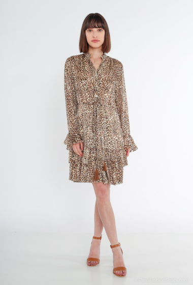 Grossiste Rosa Fashion - Robe chemise à imprimé léopard