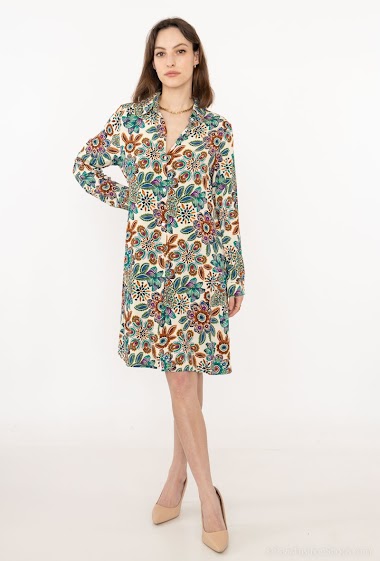 Printed shirtdress with flowers
