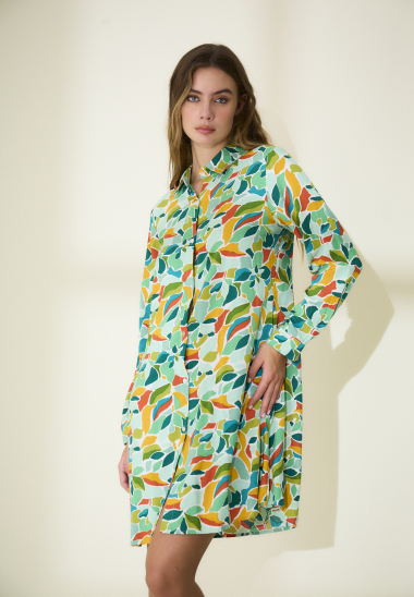 Wholesaler Rosa Fashion - Short printed dress with long sleeves